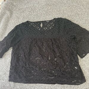 Roz & Ali Black Boxy Cut Out Blouse